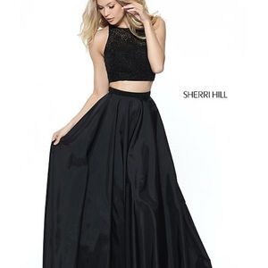 Sherri Hill two piece black prom dress